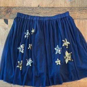 𝅺J.CREW CrewCuts Girls Navy Tulle Skirt with Silver & Gold Sequin Stars XL
